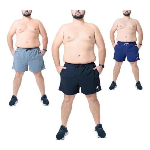 kit 3 shorts bermuda praia masculina basico tactel plus size