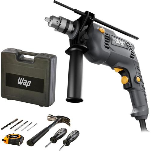 wap parafusadeira e furadeira de impacto 38 wf 700k10 com 11 acessorios e maleta controle de velocidade 700w 220v