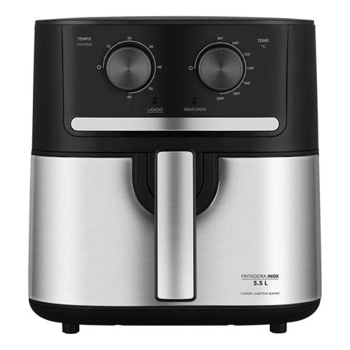 fritadeira air fryer 55l cyclone preto e inox midea