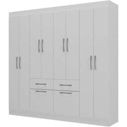guarda roupa casal 8 portas 2 gavetas 2 basculante rubi yescasa branco
