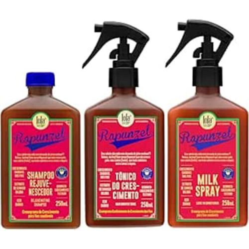 kit rapunzel lola shampoo 250ml tonico de crescimento 250ml leave in 250ml