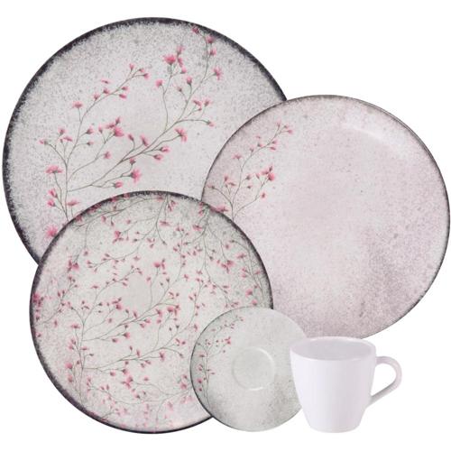 aparelho de jantar tramontina floralis em porcelana decorada 20 pecas