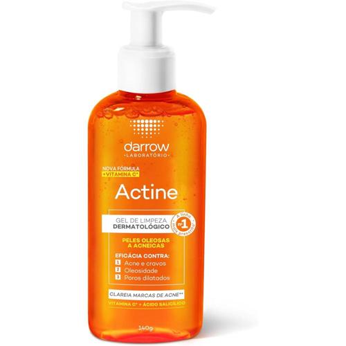 darrow actine gel de limpeza dermatologico facial com acido salicilico vitamina c e lactato de mentila reducao de 86 da acne e 90 oleosidade imediata
