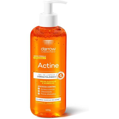 darrow actine gel de limpeza dermatologico facial com acido salicilico vitamina c e lactato de mentila reducao de 86 da acne e 90 oleosidade imed