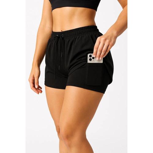 short bermuda fitness feminina bolso para smartphone academia