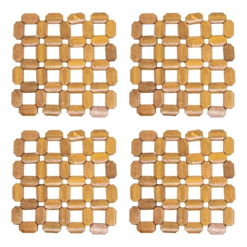 kit 4 descanso de panela protetor de mesa bambu resistente madeira