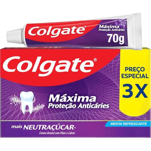 colgate creme dental maxima protecao anticaries mais neutracucar 70g promo leve 3 pague 2