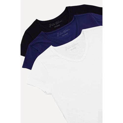 kit 3 camisetas basicas feminina polo wear sortido