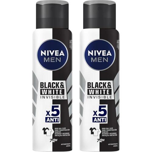 kit nivea desodorante aerosol men blackwhite invisible 2 unidades