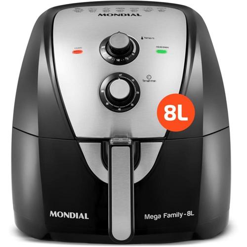 mondial fritadeira sem oleo air fryer 8l pretoinox 1900w 220v afn 80 bi