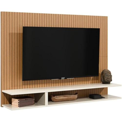painel para tv ate 50 polegadas quartosala com nichos e prateleiras suspenso quality moveis ripadooffwhite