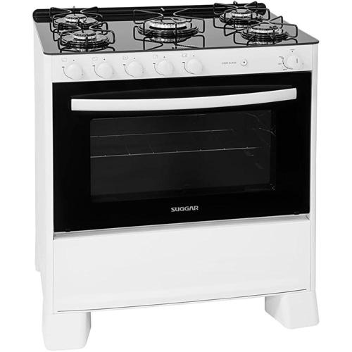 suggar fogao cook glass branco mesa de vidro 5 bocas mega chama trempe 6 apoios acendimento automatico fgvcg510br