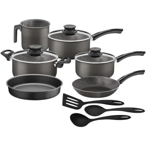 jogo de panelas tramontina paris em aluminio com revestimento interno e externo antiaderente starflon max chumbo 9 pecas