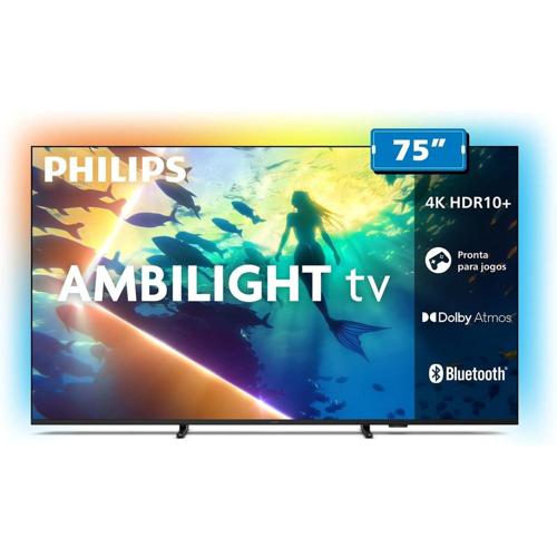 philips smart tv ambilight 75 4k 75pug810078 comando de voz hdr10dolby atmos vrrallm bluetooth