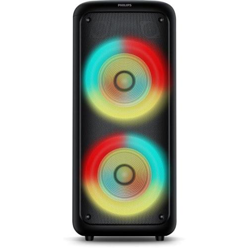 philips caixa de som bluetooth party speaker tax400078 com luzes led entradas usb auxiliar microfoneguitarra e a