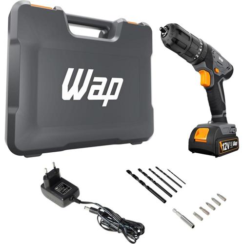 wap parafusadeira furadeira de impacto a bateria 38 12v wf 12k42 com 18 niveis de torque e kit acessorios e maleta