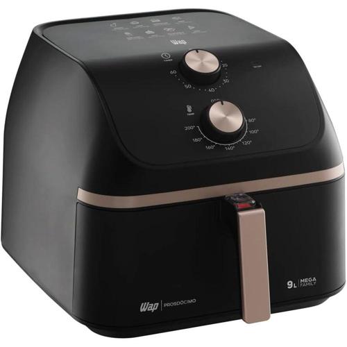 wap fritadeira air fryer mega family 9 litros com cesto amplo e circulacao de ar 360 timer sonoro 1900w 127v