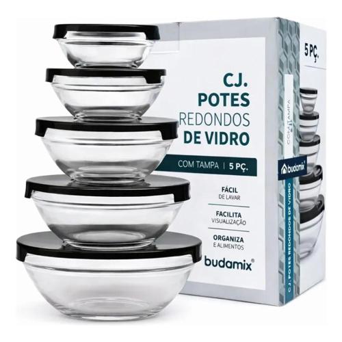 kit 5 potes hermetico de vidro retangular tampa 1500ml
