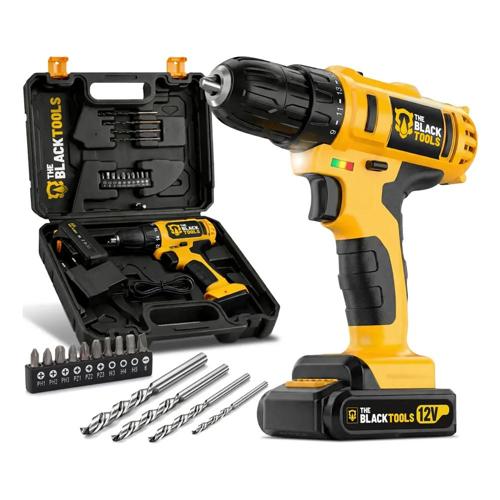 furadeira parafusadeira sem fio a bateria tb 12e 12v 38 10mm com maleta e acessorios the black tools