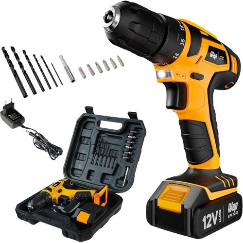 wap parafusadeira e furadeira a bateria 12v bpf 12k3 kit de 13 acessorios e maleta empunhadura emborrachada bivolt