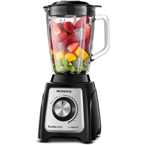 liquidificador mondial 1400w 110v turbo glass jarra de vidro pretoinox l 1400 gi