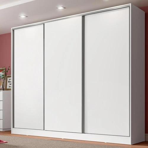 guarda roupa casal 100 mdf madesa royale 3 portas correr b cor branco 106309