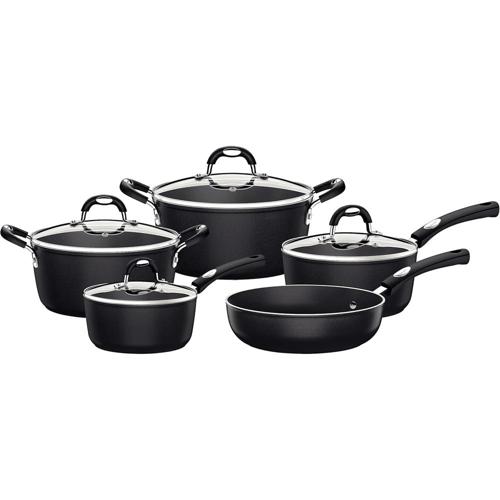jogo de panelas de aluminio com revestimento interno de antiaderente 5 pecas tramontina monaco preto