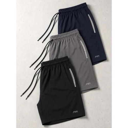 kit 3 bermuda masculina tactel com elastano academia treino