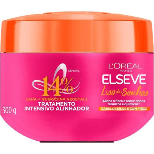 loreal paris elseve liso dos sonhos creme de tratamento com queratina vegetal e aha alinhamento capilar controle de frizz e reparacao de danos quimico