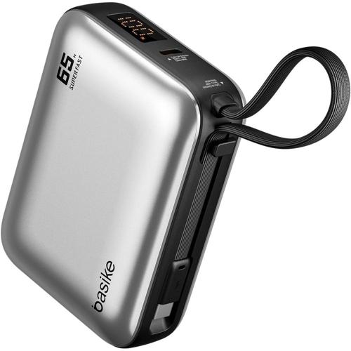 basike power bank 65w carregador portatil universal 20000mah usb c cabo type c integrado e removivel carregamento rapido pdpps para samsung series s26