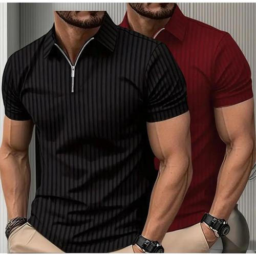 kit 2 camiseta polo manga curta com ziper masculina canelada