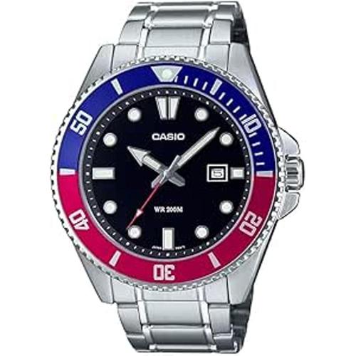 casio relogio masculino estilo mergulho classico 200 m wr coroa rosqueada e parte traseira da caixa serie mdv106