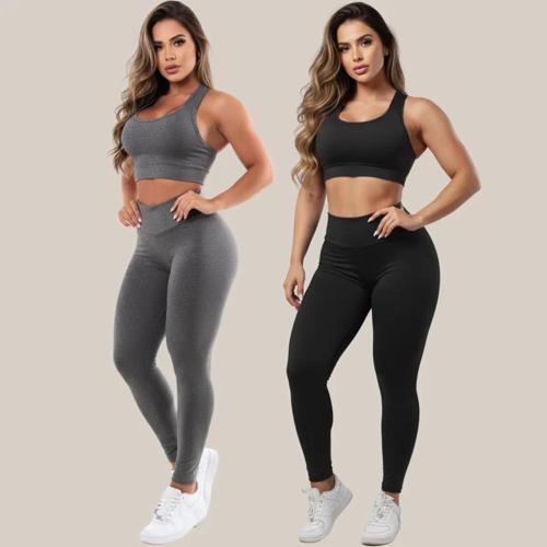 kit 2 conjuntos calca legging e top roupas feminina academia