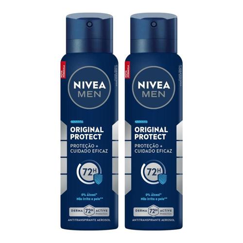 nivea men desodorante antitranspirante aerossol original protect 48h 150ml kit 2 unidades