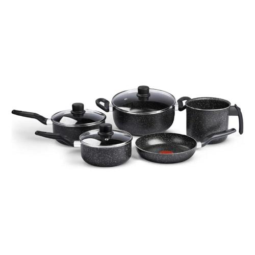 jogo de panelas rochedo stone pro 5 pecas preto