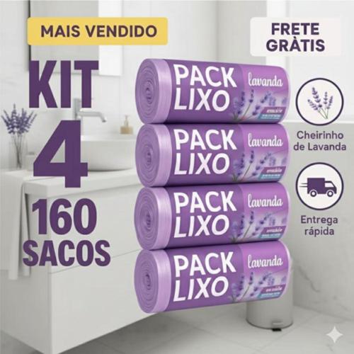 kit 4 sacos de lixo perfumados lavanda