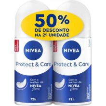 2 Kit’s — NIVEA Kit Desodorante Antitranspirante Roll On Protect & Care 50ml (4 Unidades)