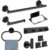 9 Peças Kit Aço Inox Acessórios para Banheiro,Toalheiro 60cm, Porta Toalha Anel, Saboneteira, Ganchos de Parede, Metal Preto Fosco, Conjunto Acessórios para Banheiro