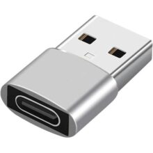 Adaptador USB A Macho x Tipo C Fêmea – OTG Cinza