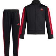 adidas Conjunto de jaqueta e jogger com zíper completo para meninos Pretovermelho 6 Meses