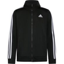 adidas Jaqueta de tricô icônica com zíper frontal para meninos Preto 5