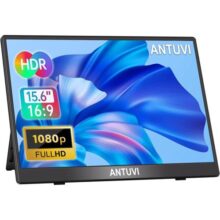 ANTUVI Monitor Portátil 15.6”, 1080P, MINI Segunda de Notebook Extensor De Tela, Ultra-Slim e portátil, com alto-falante de pé, Adequado para Viagens, Casa, Trabalho/Jogos