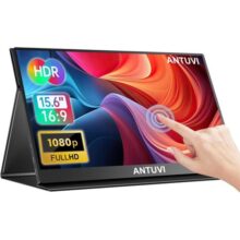 ANTUVI Tocável Portátil Monitor 15.6”+ Case, 1080P, MINI Segunda de Notebook Extensor De Tela, Ultra-Slim e Portátil, com Alto-falante de pé, Adequado para Viagens, Casa, Trabalho/Jogos