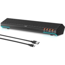 AOC ACS3640 Caixa de Som para PC Gamer 10W RMS, Soundbar Estéreo USB, Alto Falante Estéreo com Iluminação RGB, Plug and Play, Alto-falantes para Computador de Mesa, Tablet, telefone celular