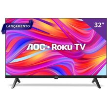 AOC Smart TV Roku 32” HD 32S5045/78G com HDMI USB Wi-Fi Conversor Digital
