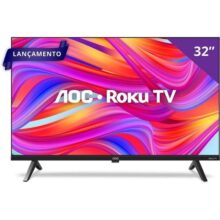 AOC, Smart TV, Roku, 32” HD, 32S5045/78G, com HDMI, USB, Wi-Fi, Conversor Digital