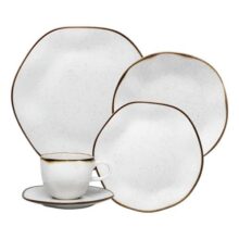 Aparelho De Jantar 30 Peças Ryo Maresia Oxford Porcelana Branco Liso