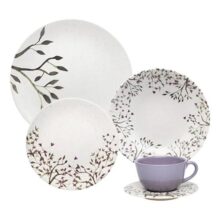 Aparelho De Jantar E Chá 20 Pçs Oxford Unni Lilac Cor Branco