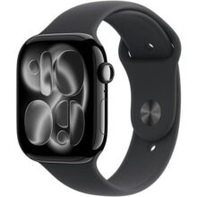 Apple Watch Series 11 GPS Caixa em alumínio preto brilhante de 46 mm com Bracelete desportiva preta – MG