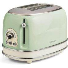Ariete 155, Torradeira Eletrica Vintage Verde, 750W, 6 Níveis de Tostagem, Funções: Torrar, descongelar, reaquecer, Corpo Aço Inoxidável, 127V